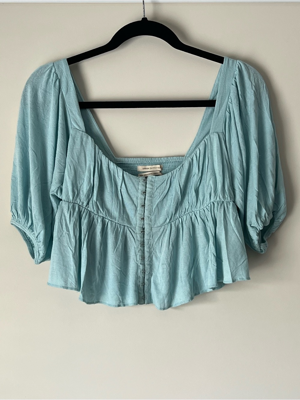 Urban Outfitters Light Blue Button-Front Peasant Top